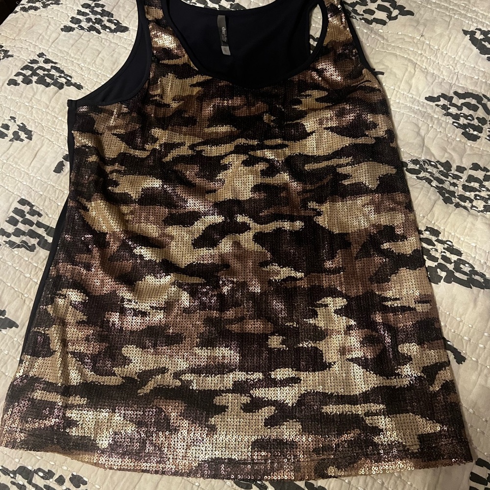 Charlotte Russe Black and Gold Sequin Tank Top